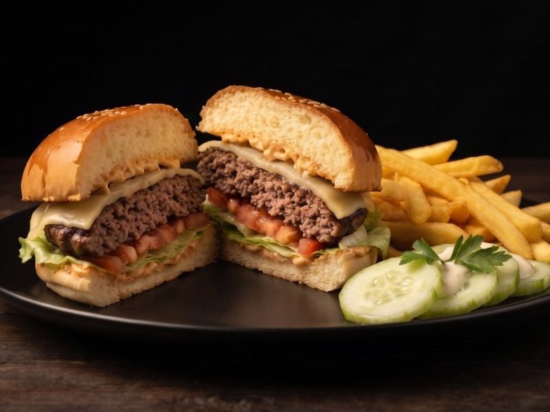 چیز برگر ذغالی
